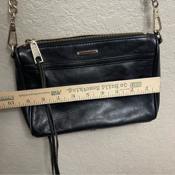 Rebecca Minkoff  crossbody leather black purse bag golden chain classic - Picture 7 of 16